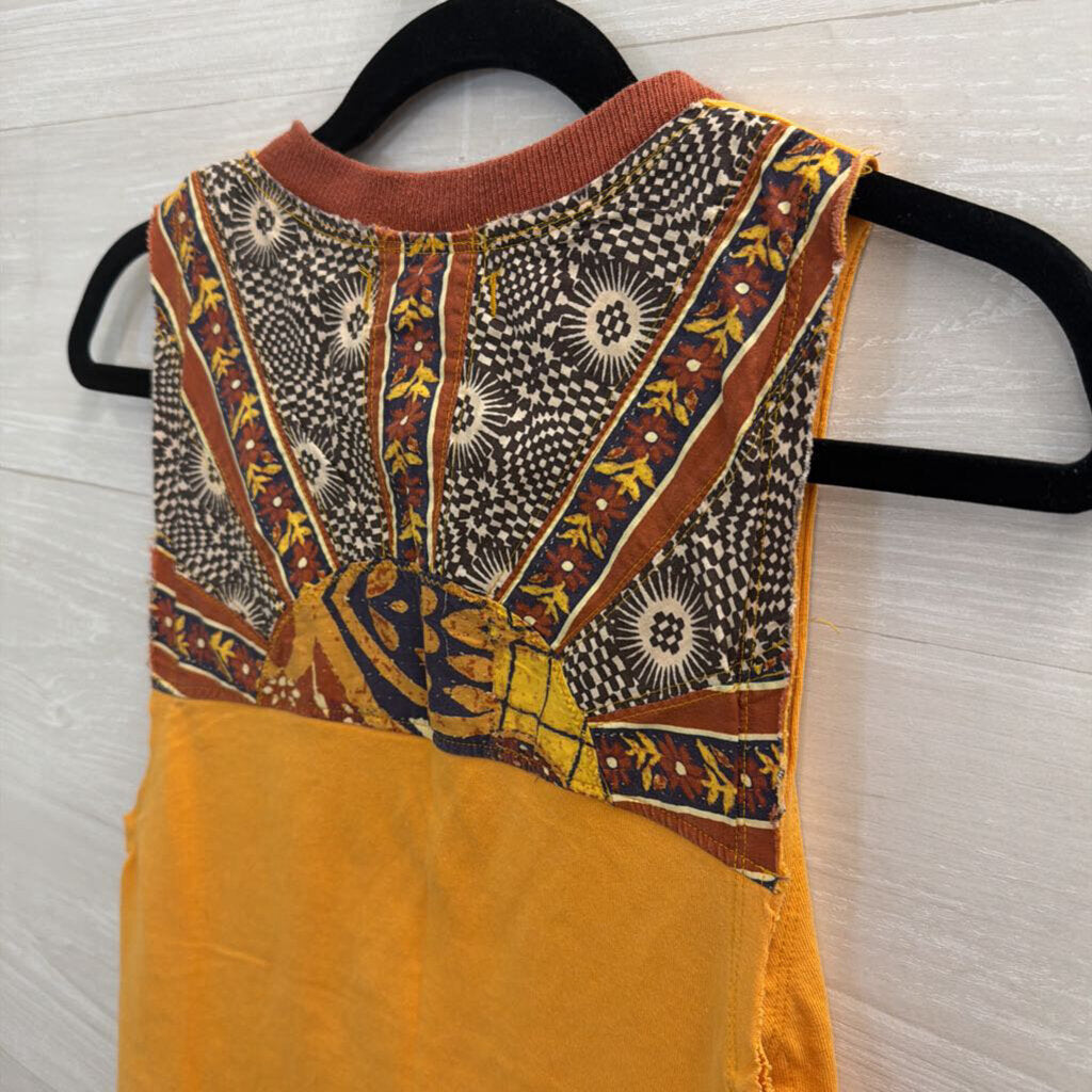 We The Free Orange V Neck Tank Top Medium