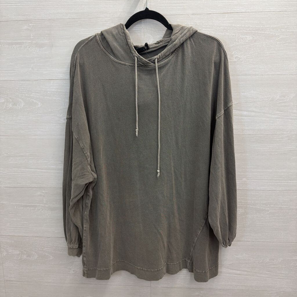 Out From Under Grey Oversized Long Sleeve Hooded Top Medium