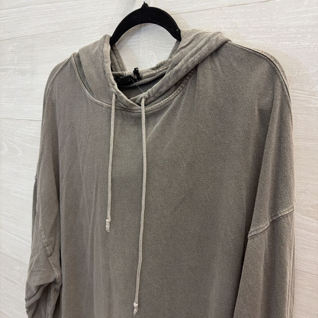 Out From Under Grey Oversized Long Sleeve Hooded Top Medium