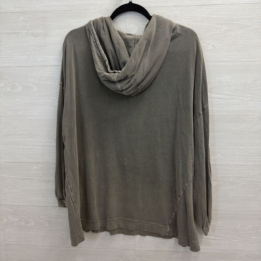 Out From Under Grey Oversized Long Sleeve Hooded Top Medium
