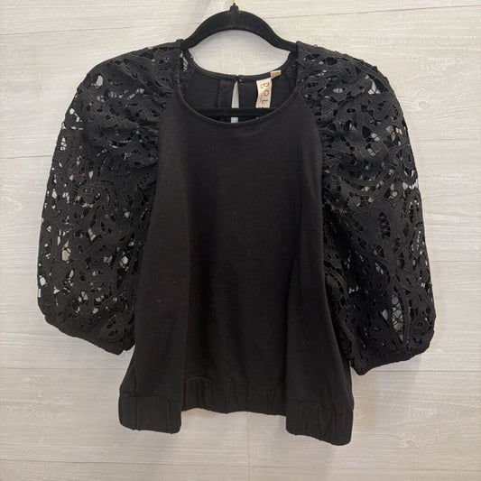 Dolan Black Lace Long Puff Sleeve Top Medium