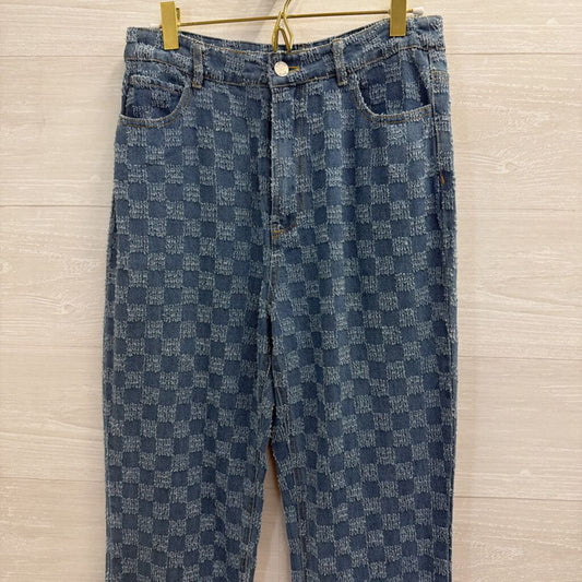 Molly Green Blue Checkered Jeans Small