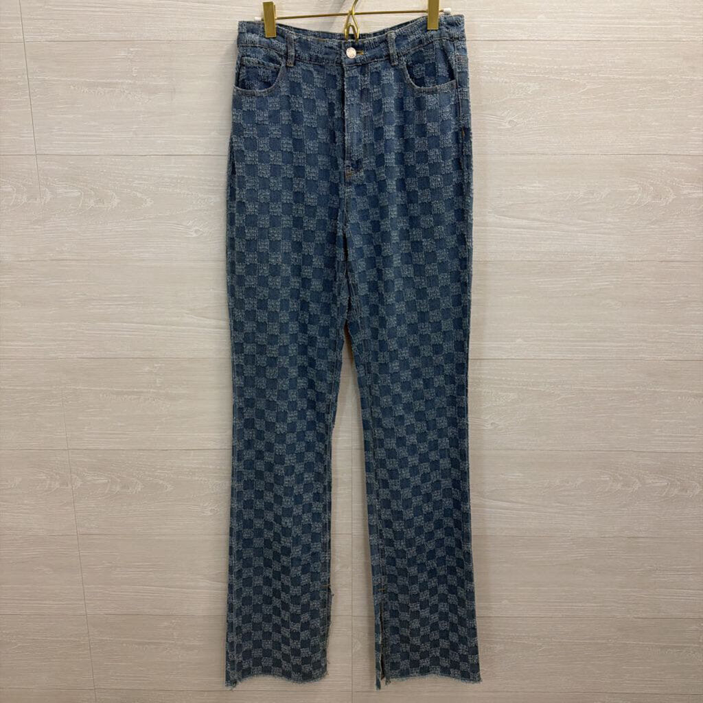 Molly Green Blue Checkered Jeans Small