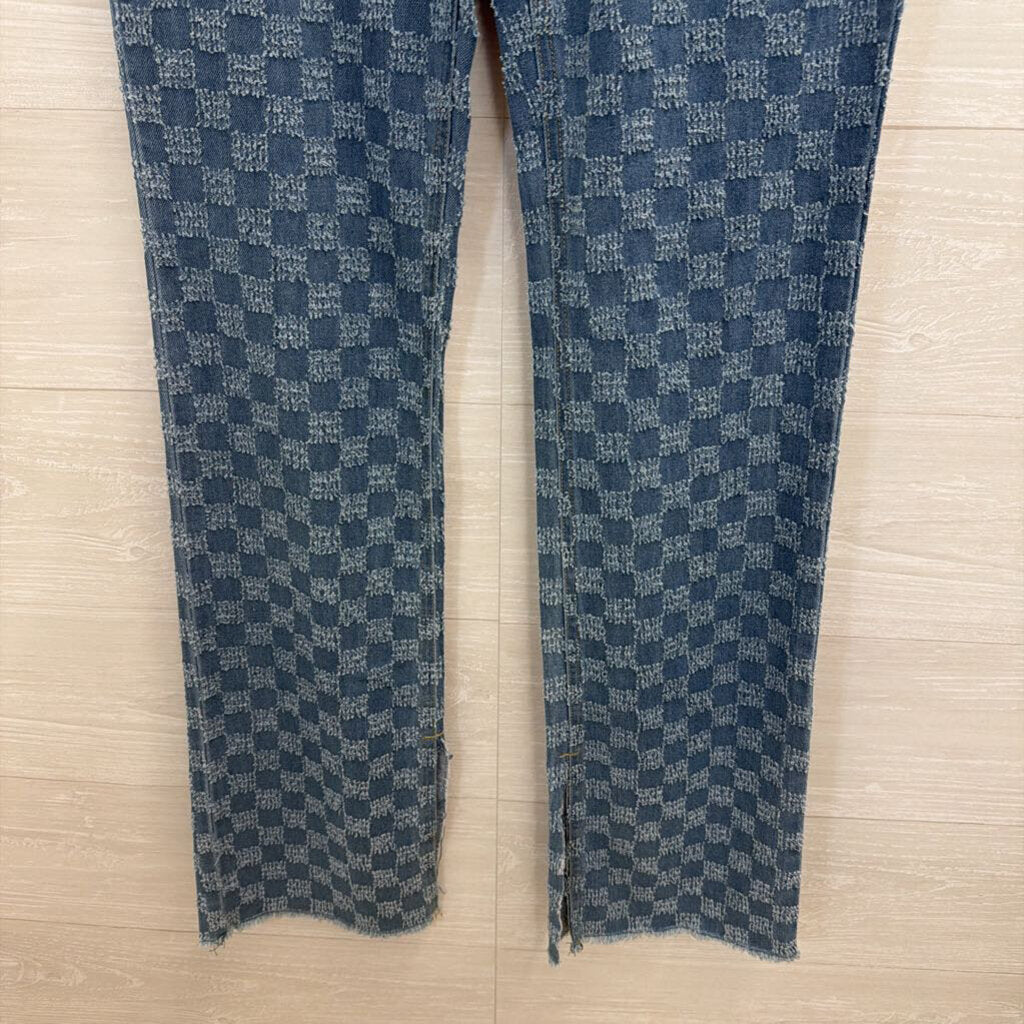 Molly Green Blue Checkered Jeans Small