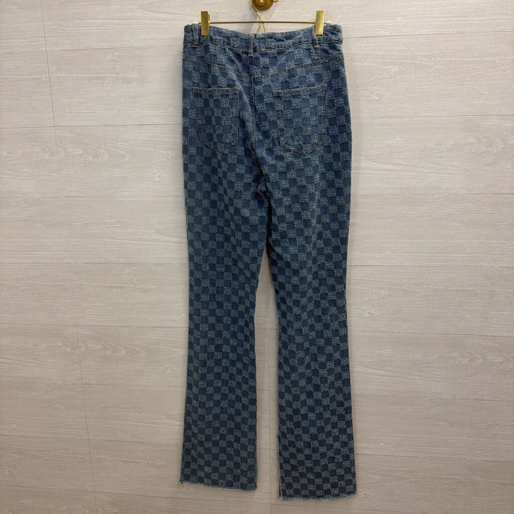 Molly Green Blue Checkered Jeans Small