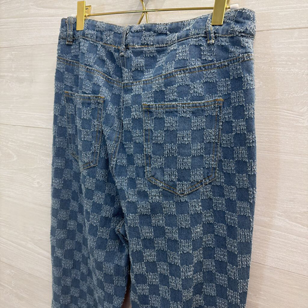 Molly Green Blue Checkered Jeans Small