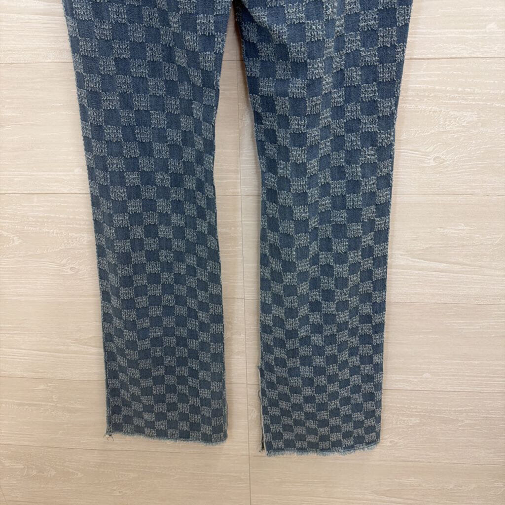 Molly Green Blue Checkered Jeans Small