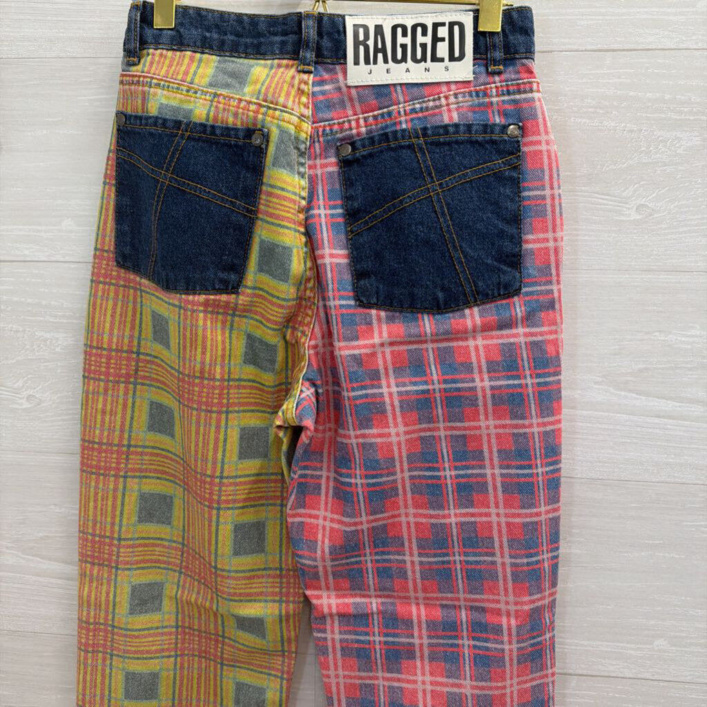 Multicolored Plaid Mom Jeans