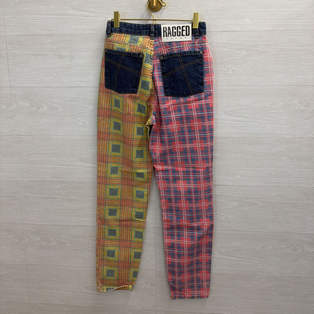 Multicolored Plaid Mom Jeans