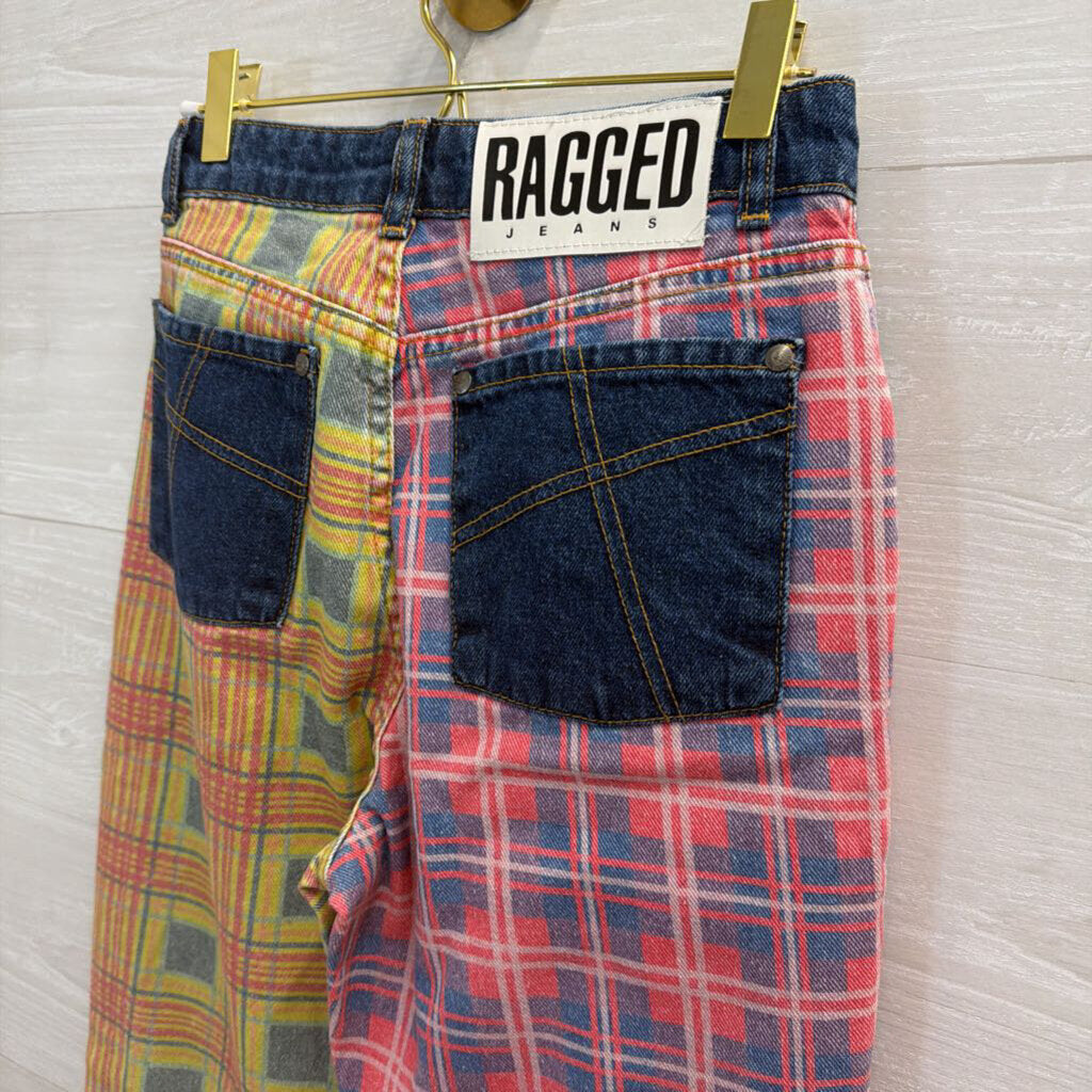 Multicolored Plaid Mom Jeans