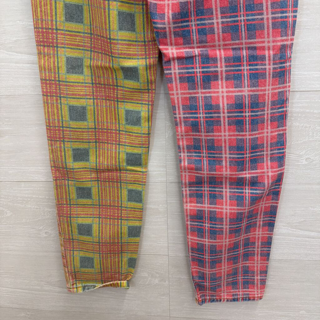 Multicolored Plaid Mom Jeans