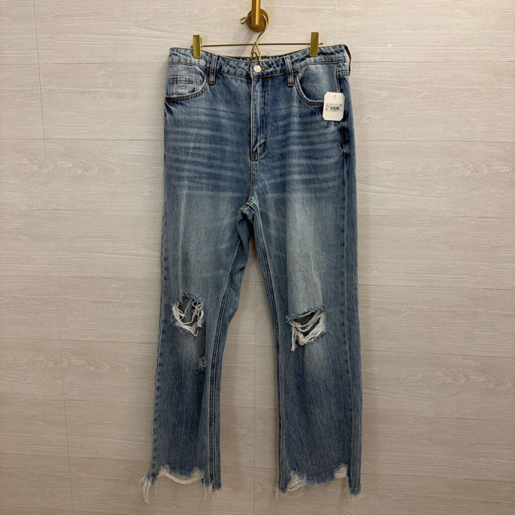Altar'd State Light Wash Wide Leg Distressed Jeans 30