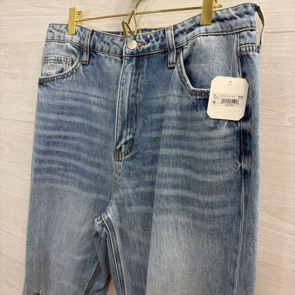 Altar'd State Light Wash Wide Leg Distressed Jeans 30