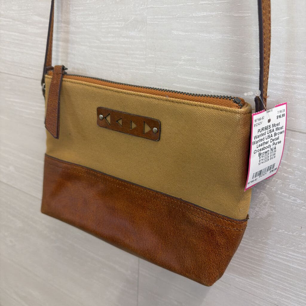 Most Wanted USA Brown Leather Detail Crossbody Purse