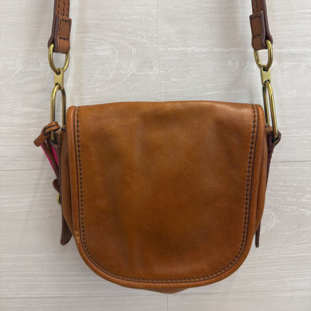 Fossil Brown Leather Foldover Crossbody Purse