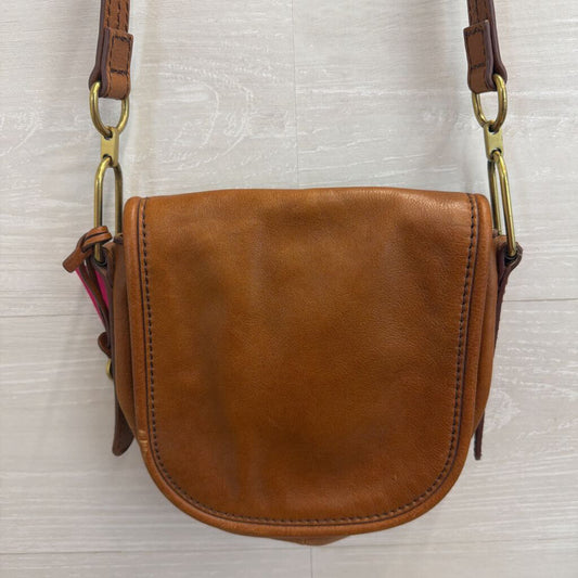 Fossil Brown Leather Foldover Crossbody Purse