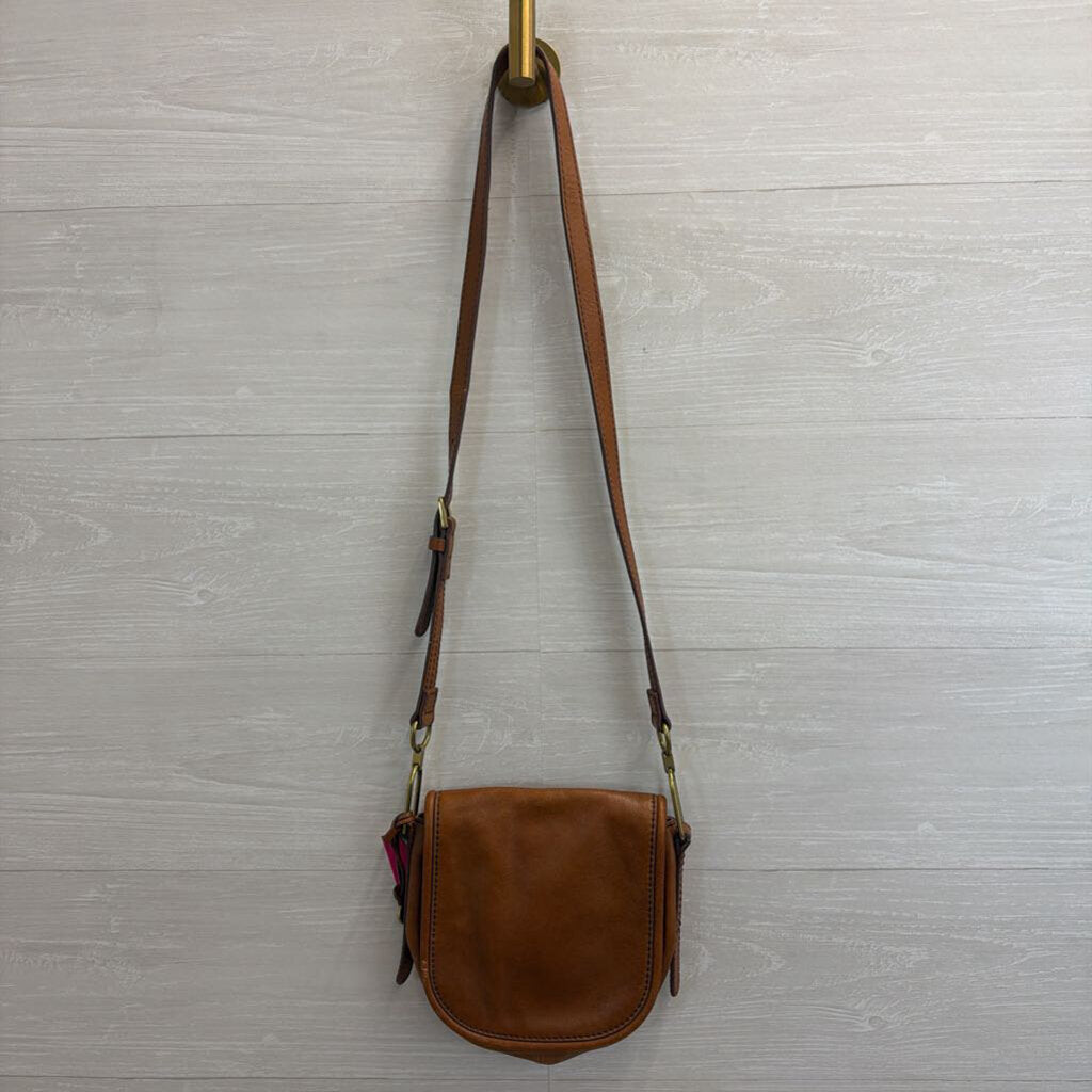 Fossil Brown Leather Foldover Crossbody Purse