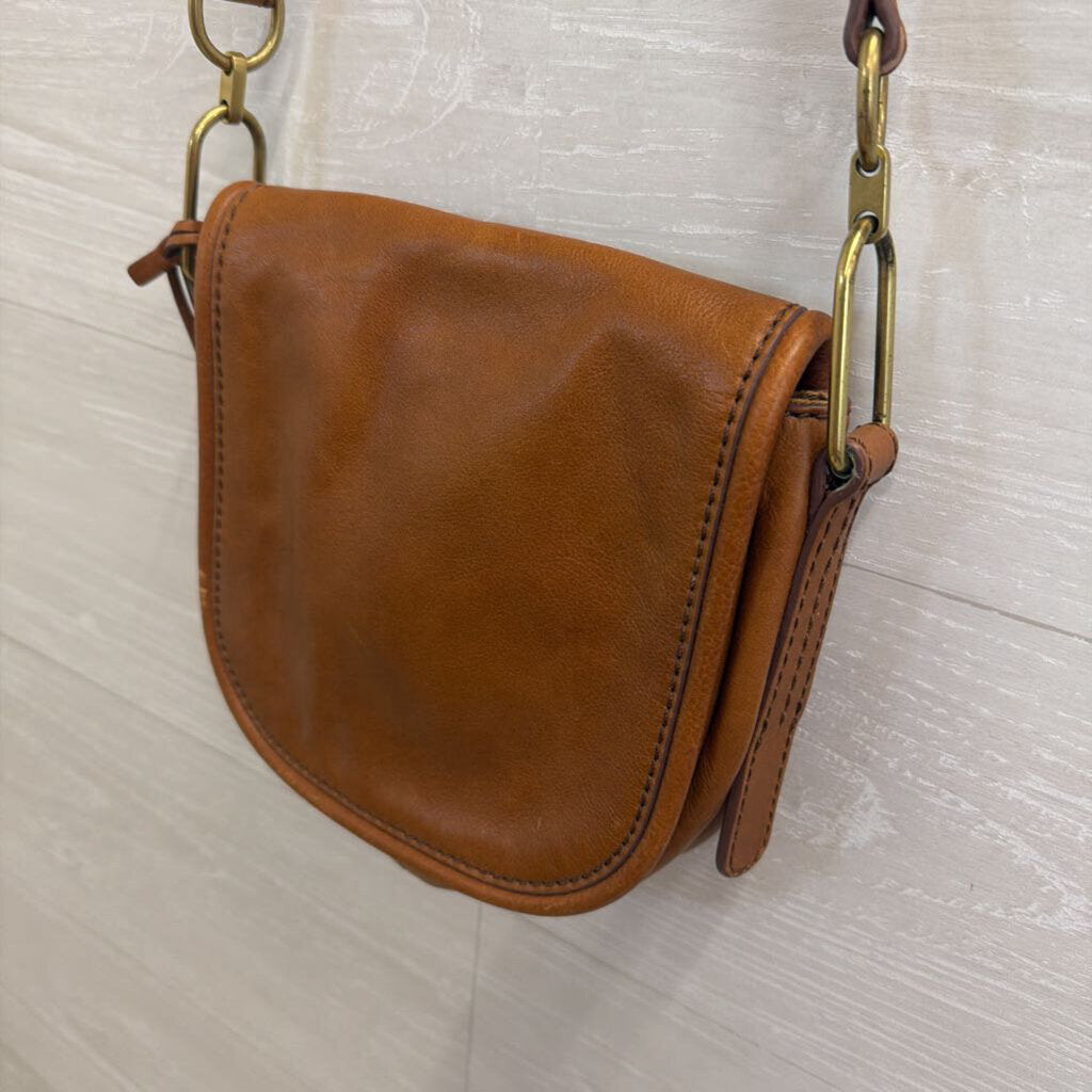 Fossil Brown Leather Foldover Crossbody Purse