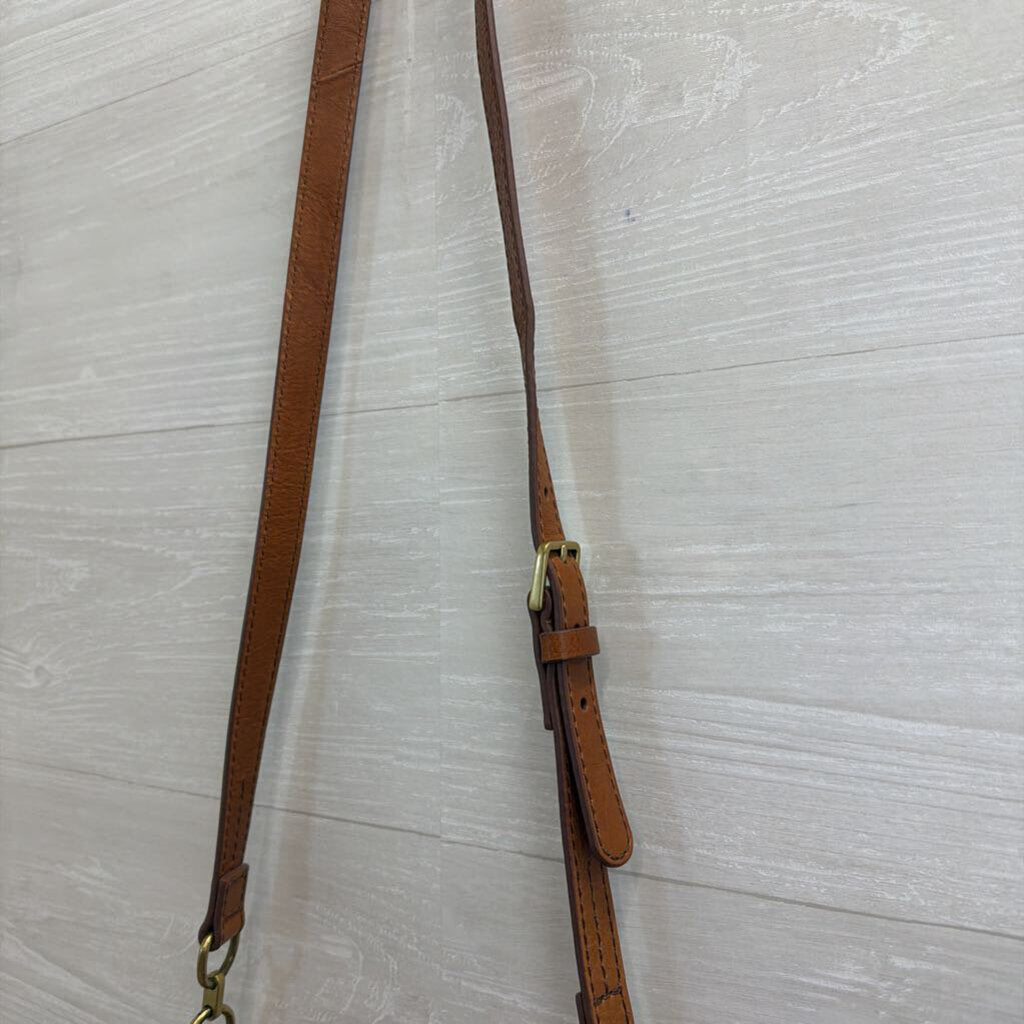 Fossil Brown Leather Foldover Crossbody Purse