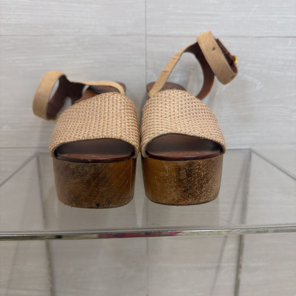 Tory Burch Brown/ Beige Camilla Platform Sandals 8.5
