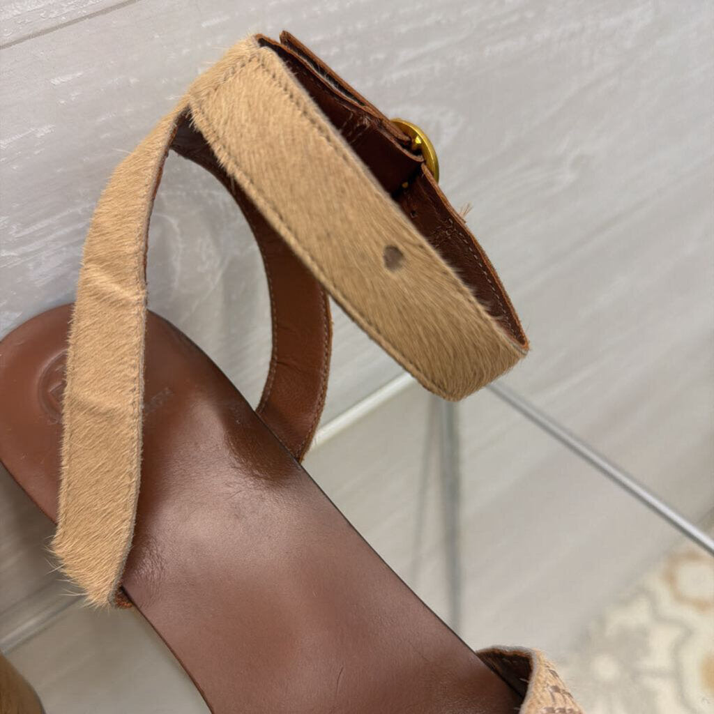 Tory Burch Brown/ Beige Camilla Platform Sandals 8.5