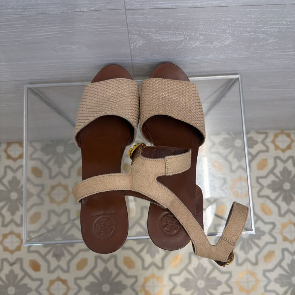 Tory Burch Brown/ Beige Camilla Platform Sandals 8.5