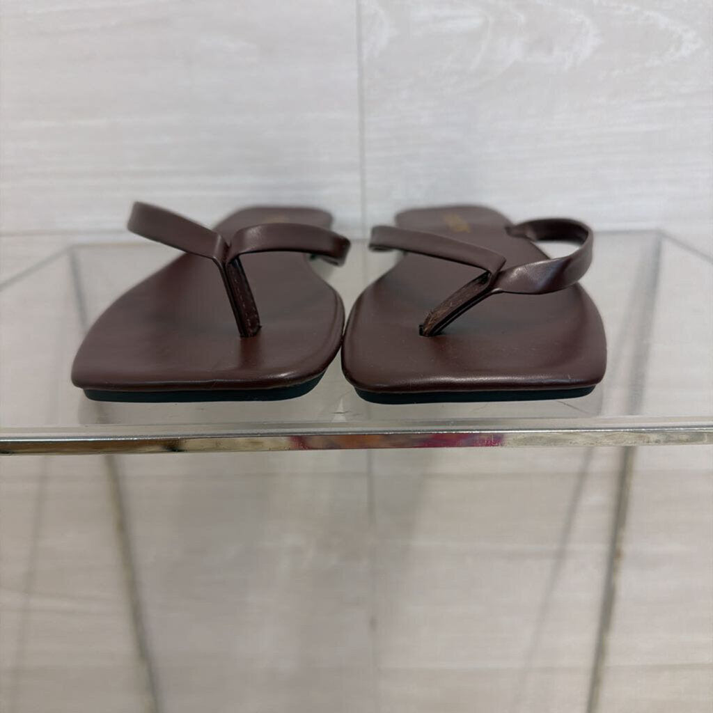 Brown Leather Square Toe Sandals 39