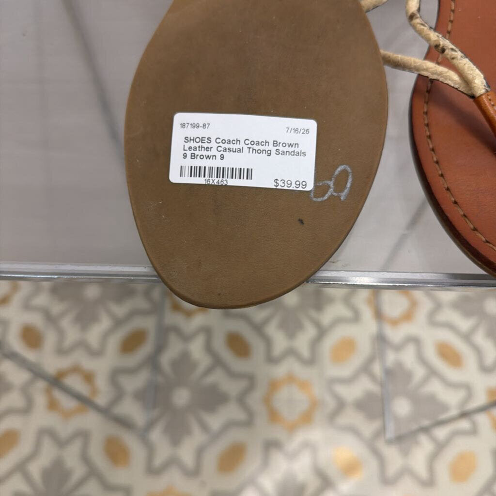 Coach Brown Leather Casual Thong Sandals 9