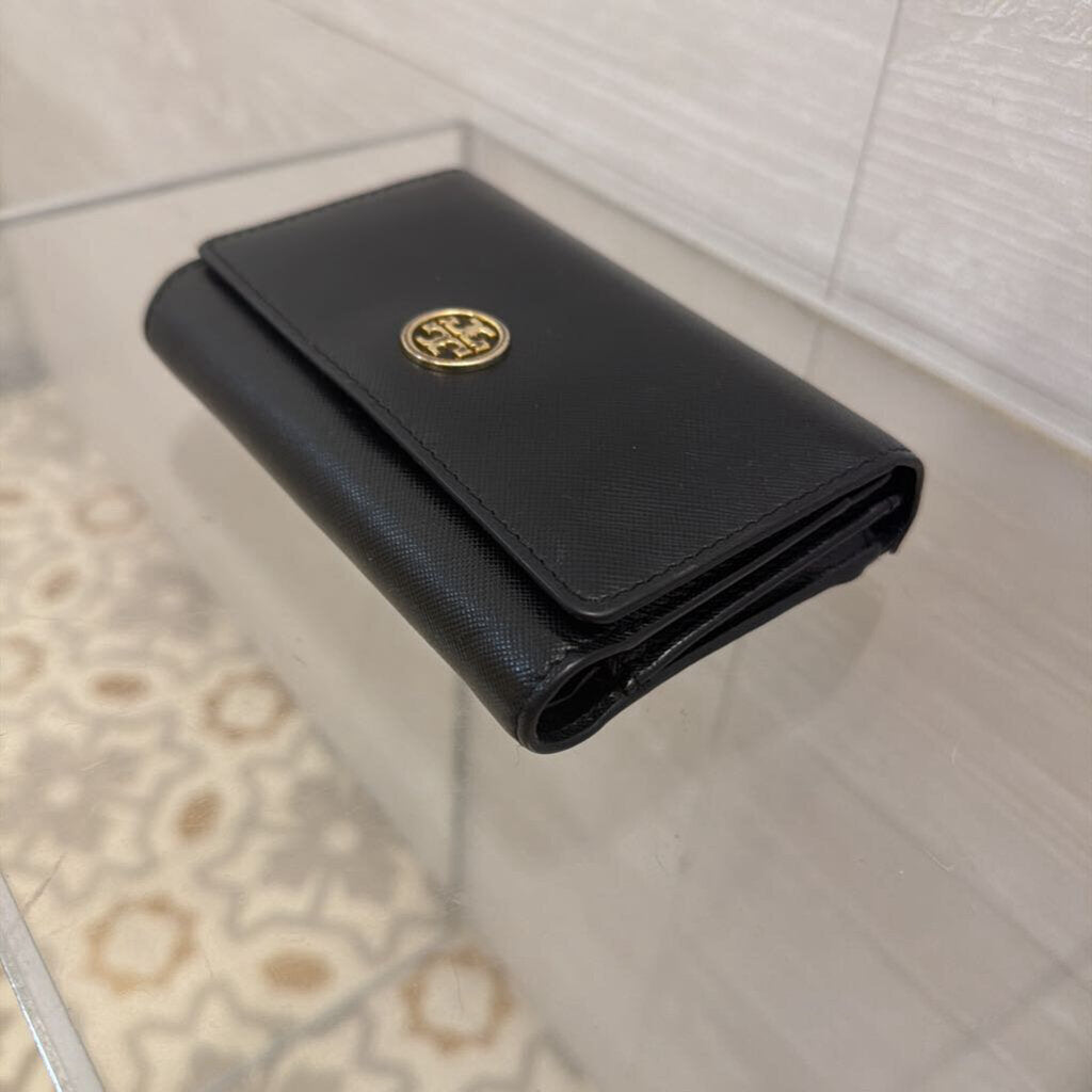 Tory Burch Black Saffiano Leather Robinson Wallet