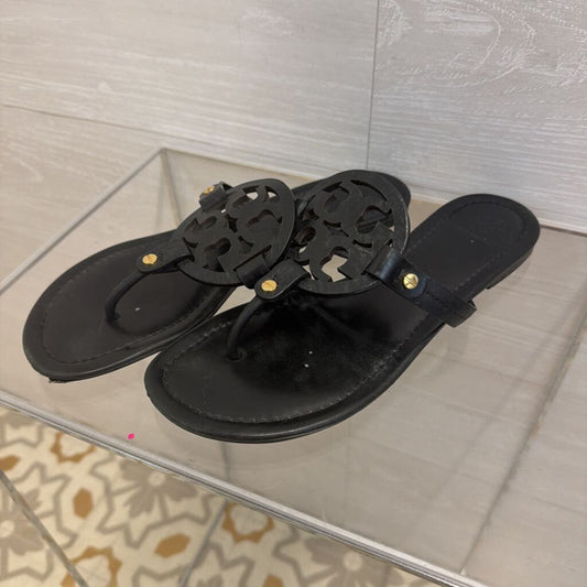 Tory Burch Black Leather Miller Sandals 9
