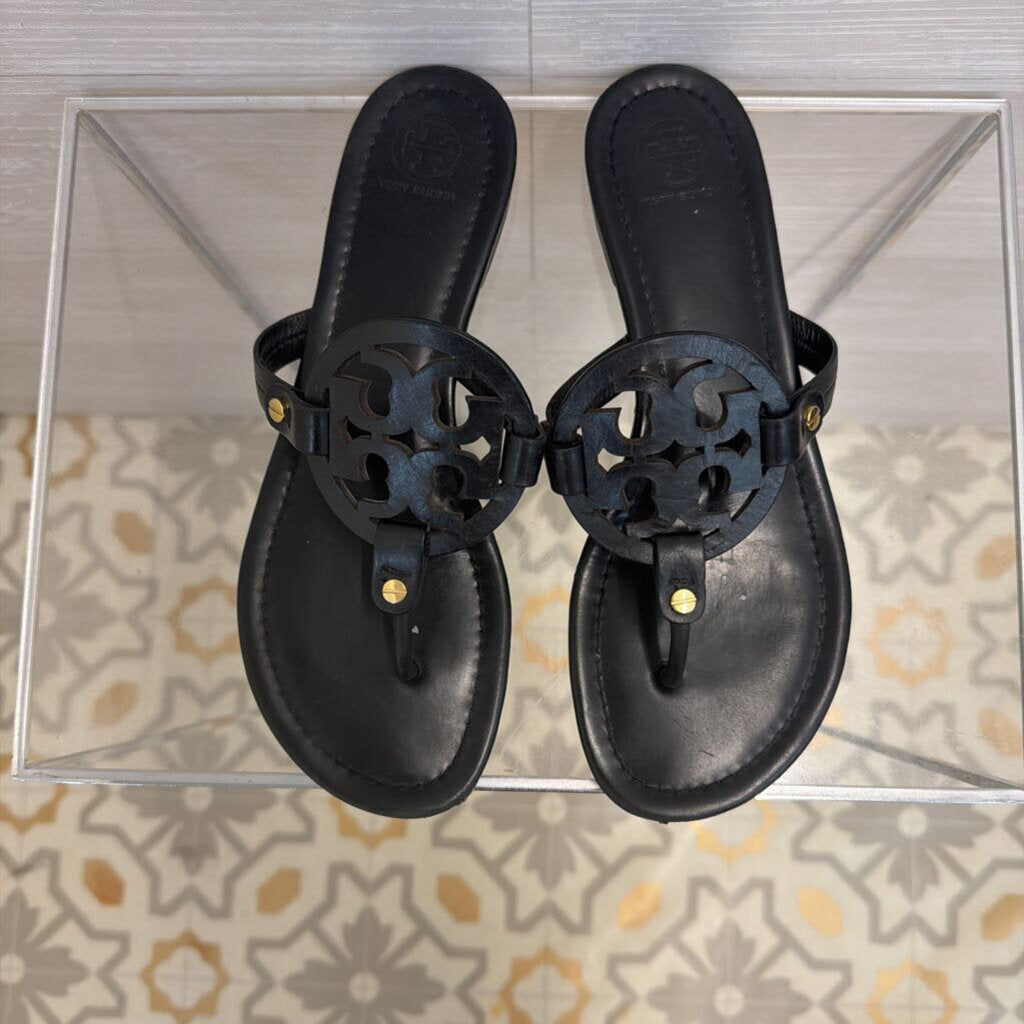 Tory Burch Black Leather Miller Sandals 9
