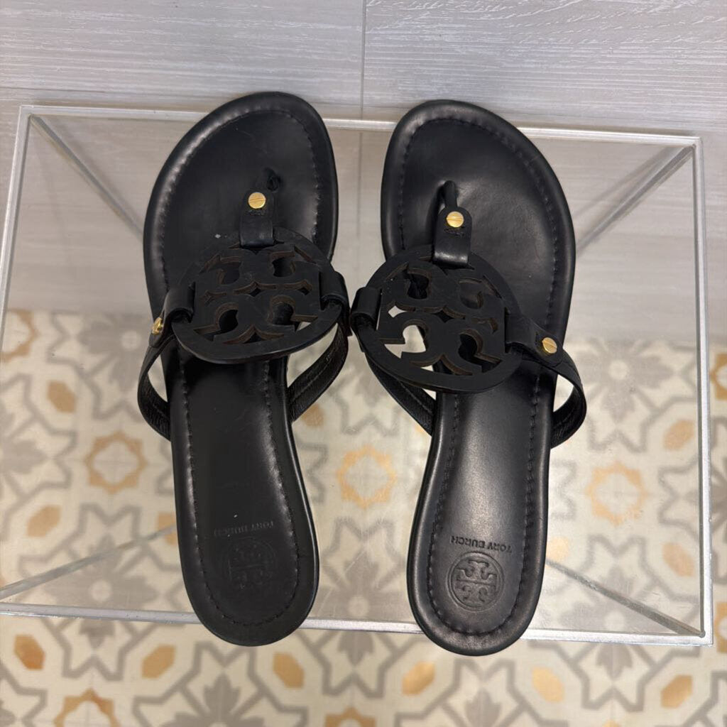 Tory Burch Black Leather Miller Sandals 9