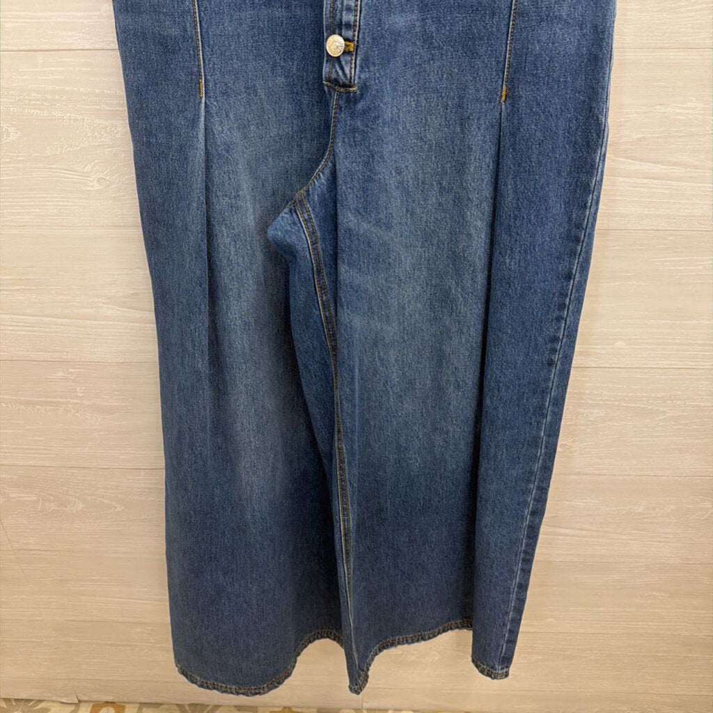 Bluivy Medium Wash Sleeveless Wide Leg Denim Jumpsuit Medium