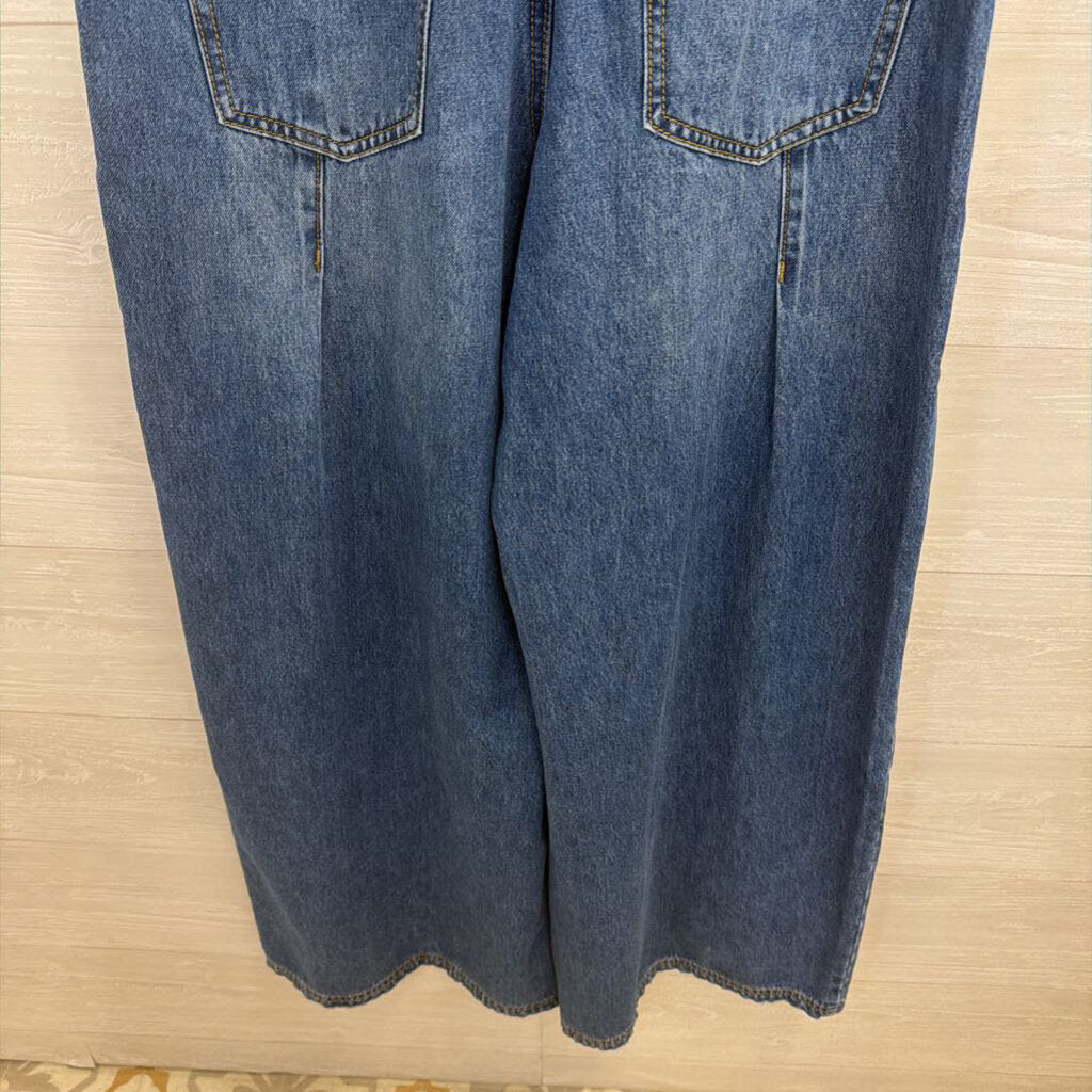 Bluivy Medium Wash Sleeveless Wide Leg Denim Jumpsuit Medium