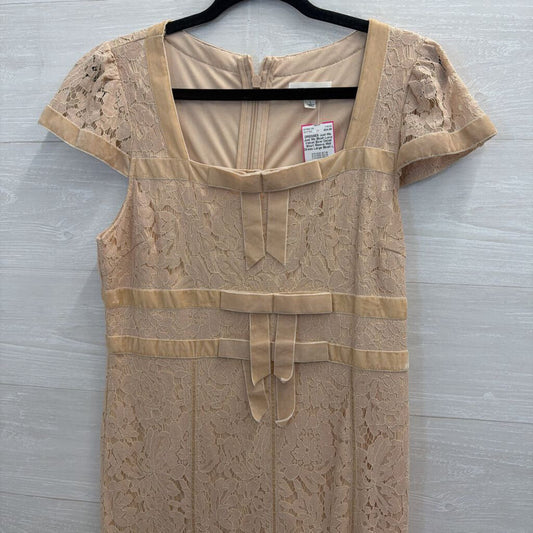 Just Me Blush Lace Velvet Bow Detail Short Sleeve Midi Dress Large