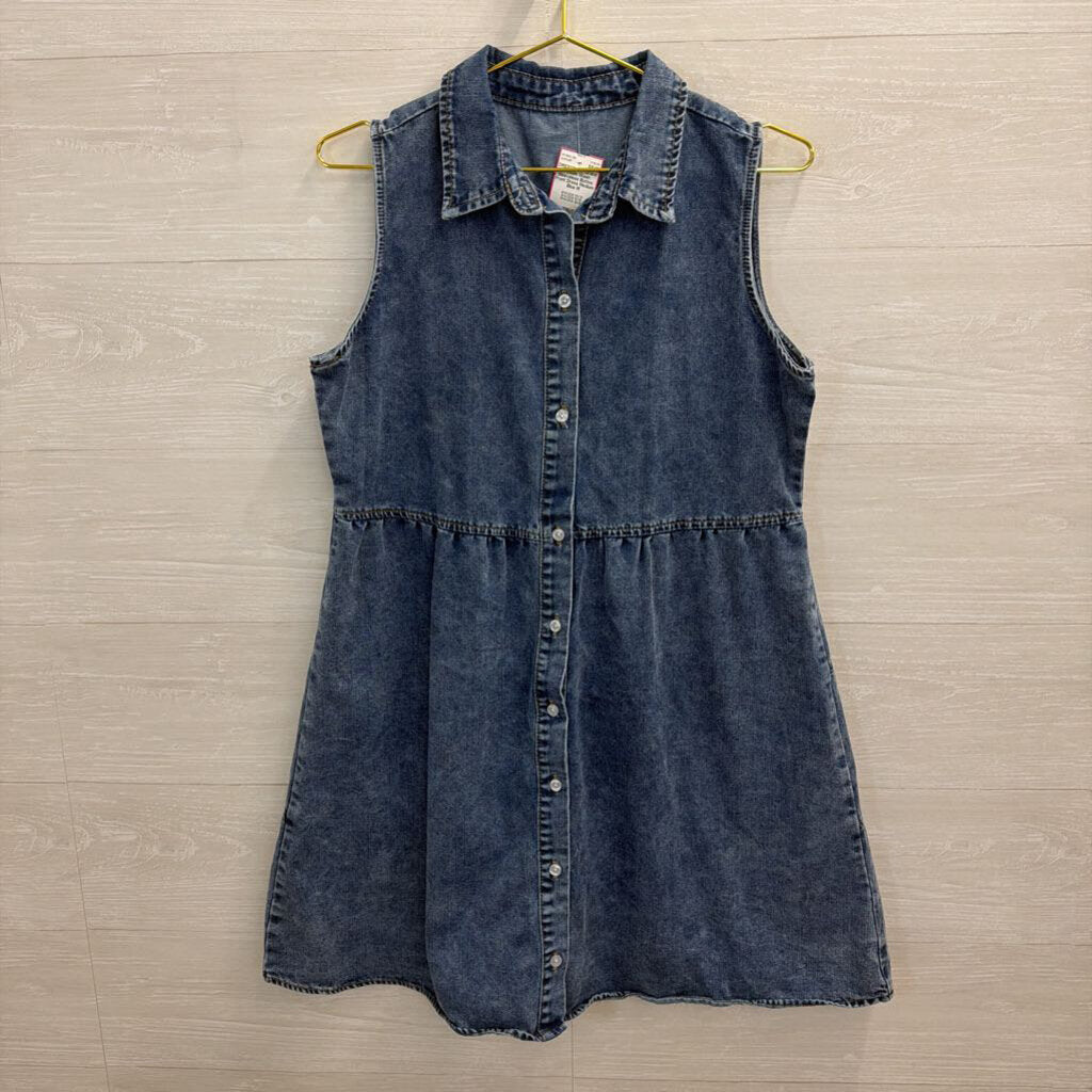 Medium Wash Sleeveless Button Front Dress Medium