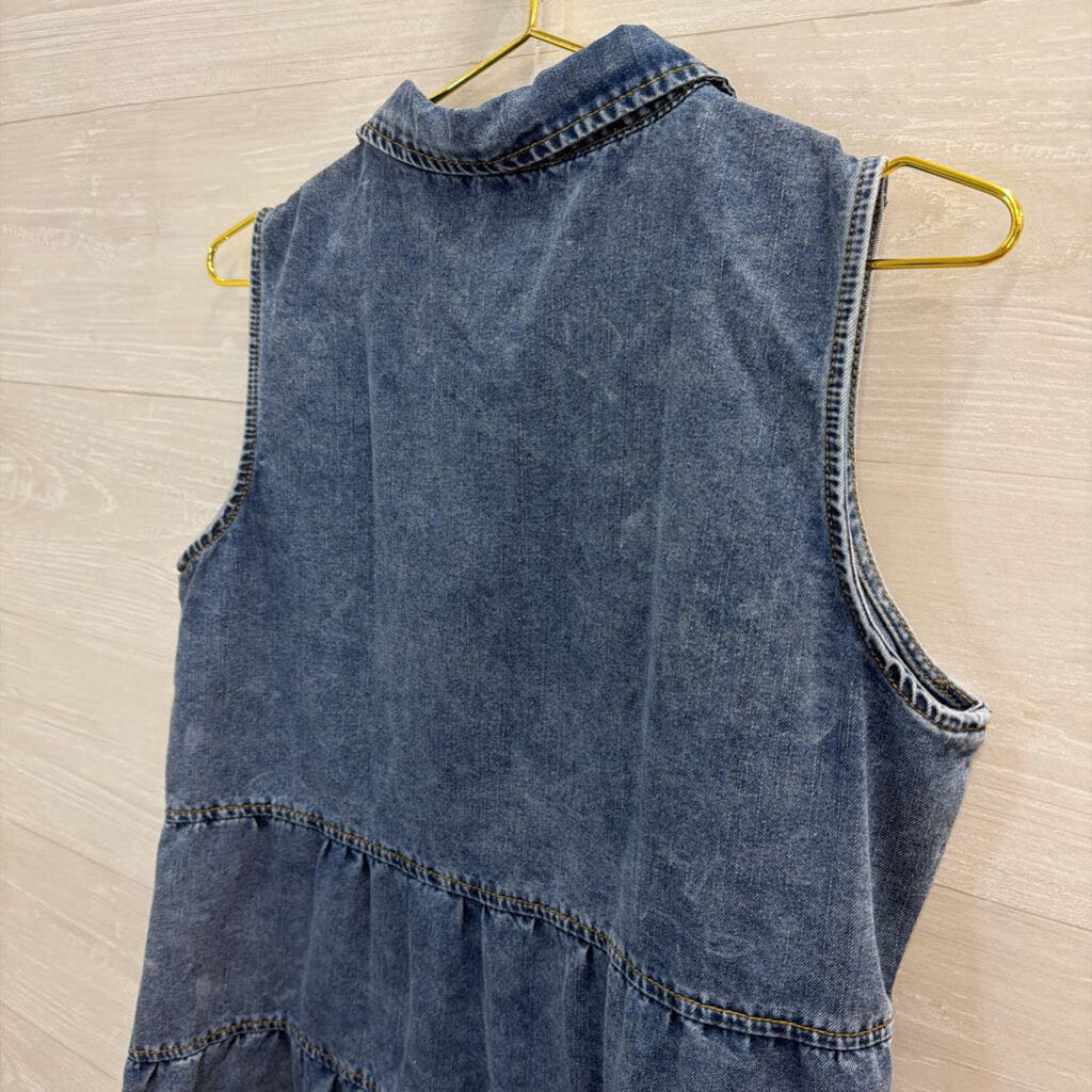 Medium Wash Sleeveless Button Front Dress Medium