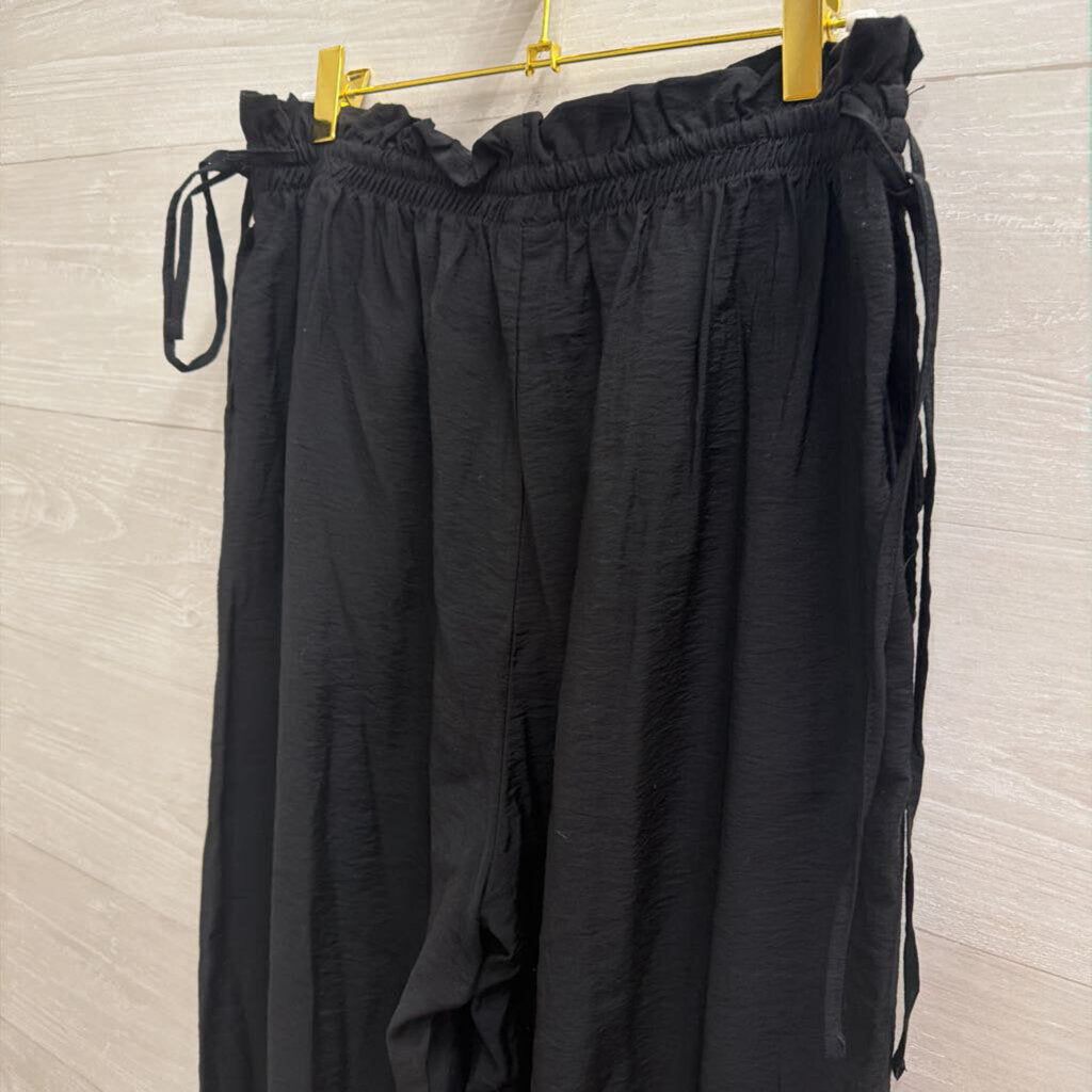 Black Wide Leg Pull On Pants Medium