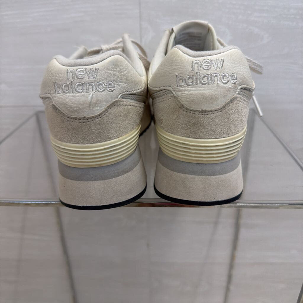 New Balance White/ Grey Stacked Platform 574+ Sneakers 9.5