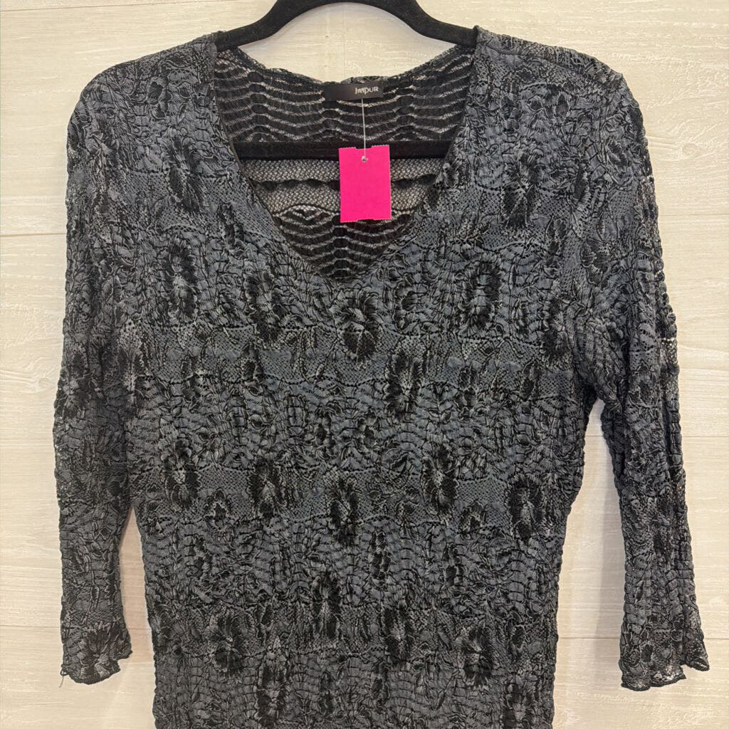 Jaipur Grey Lace Long Sleeve Top Small