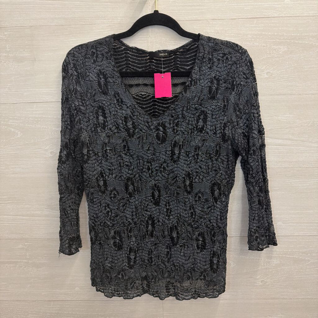 Jaipur Grey Lace Long Sleeve Top Small