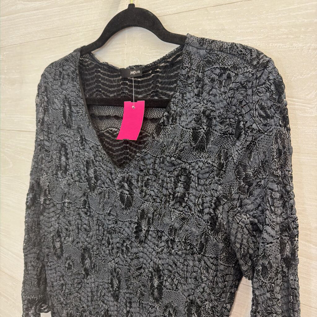 Jaipur Grey Lace Long Sleeve Top Small