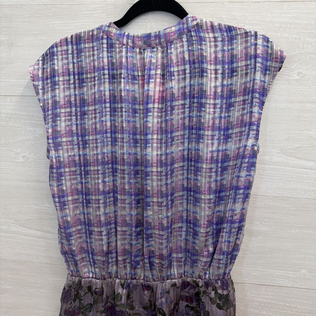 Cabi Purple Print Sleeveless Top Small