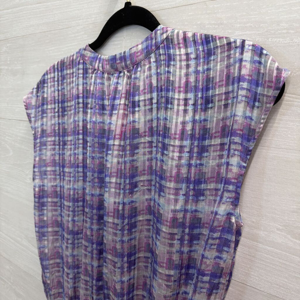 Cabi Purple Print Sleeveless Top Small
