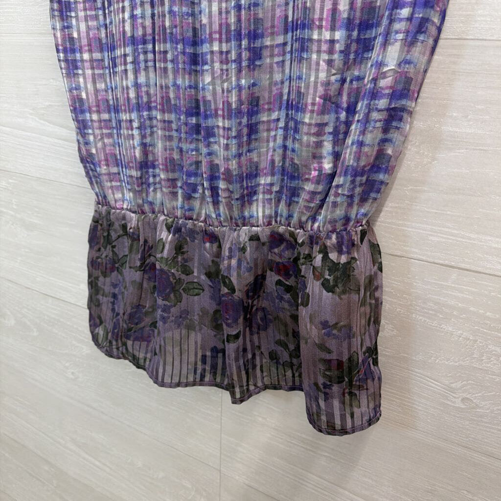 Cabi Purple Print Sleeveless Top Small
