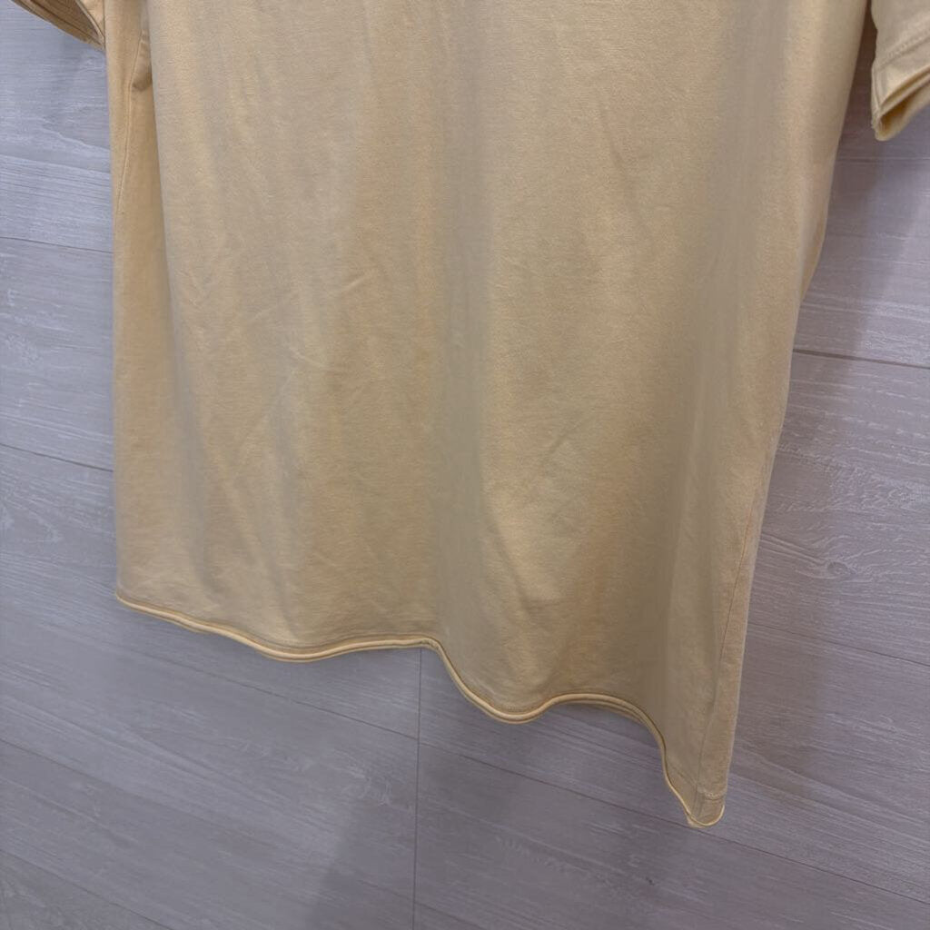 Cabi Yellow Rosette Neck Short Sleeve Top Large