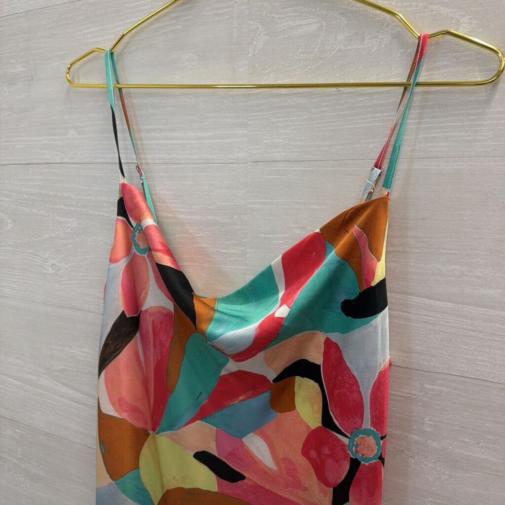 Forever 21 Multi Color Print Silky Dress Small