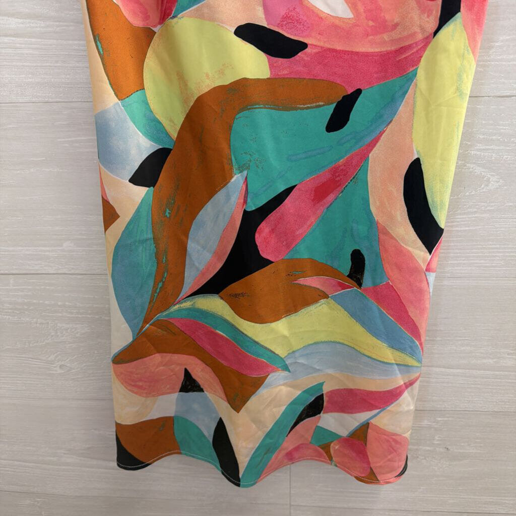 Forever 21 Multi Color Print Silky Dress Small