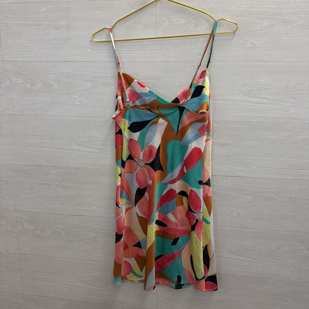 Forever 21 Multi Color Print Silky Dress Small