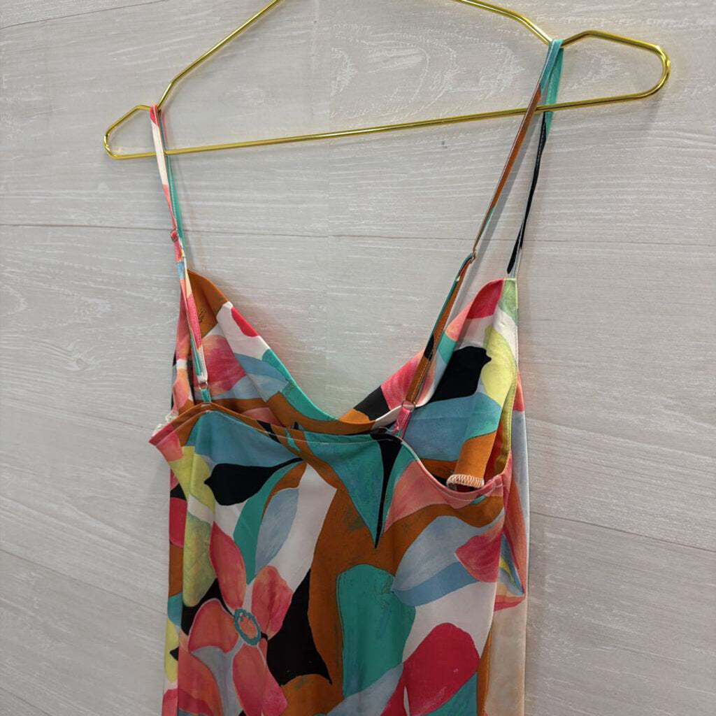 Forever 21 Multi Color Print Silky Dress Small